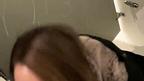 The couple got caught anal fucking in the public restroom but decided to keep going anyway.