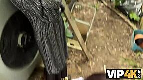 Rich hunter picks up beautiful gypsy girl for outdoor pussy watching