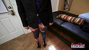 busty horny brunette kai willow rubs her pussy while she sucks a big cock