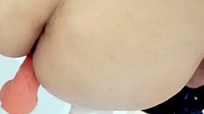 Caught Wife Masturbating with Huge Dildo in Shower