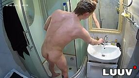 luuv takes a quick shower before getting it on camera with voyeur vibe