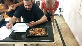 Mom and daughter fucking behind dad in a hot threesome 😈