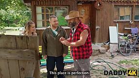 Daddy4k meeting with stepdaddy turns into intense outside sex on ranch with monster cock