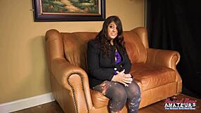 busty horny brunette kai willow rubs her pussy while she sucks a big cock