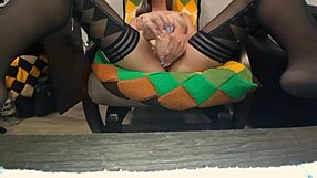 Caressing tight pussy in stockings for big cock