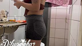 I punch coworker in bathroom then lick her pussy and ass