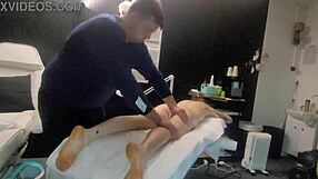 Lady comes for massage, but masseur fucks her face and pussy instead
