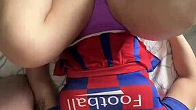 Hot Cheerleader With Big Ass Fucks Two Cocks