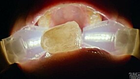 Deranged filth loving girl rebel rhyder gets frozen cum bukkake - filmed with probe lens