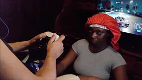 Gamer receives deep blowjob with ball licking until swallowing cum load