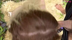 hot athletic latina aline novak gives huge blowjob in woods halloween