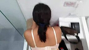 Brunette Latina bends over for doggystyle fucking on Kama-Sutra chair in Trivoli motel room