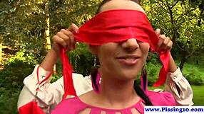 Piss Babes Bathing Outdoors In Golden Shower!