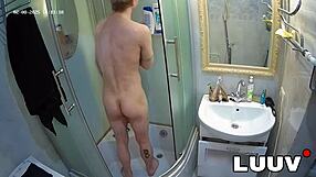 luuv takes a quick shower before getting it on camera with voyeur vibe