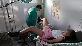 Patient has a hard orgasm during the doctor's gyno exam at the hospital