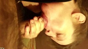 Lisa sucks dick wetly with handjob while blonde exhibitionist shows big tits