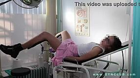 Patient has a hard orgasm during the doctor's gyno exam at the hospital