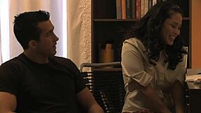 asian woman in stockings rides big cock and swallows cum after fingering