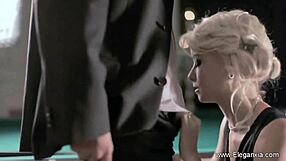 beautiful german milf gives subtle milk maiden blowjob with handjob