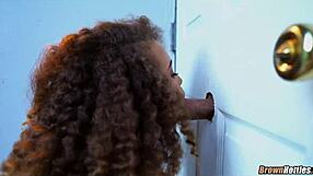 Hey, this Halloween glory hole is perfect for that sexy black hottie!