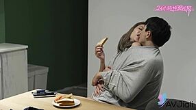 chinese girl moaning during hard sex with handjob