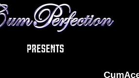 naughty looker gets cumshot on her face while sucking all the load