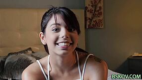 Cute little 18+ latina rubs her body