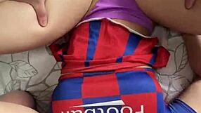 Hot Cheerleader With Big Ass Fucks Two Cocks