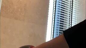 Larajuicy boldly masturbates with banana in bathroom, shoving into big wet pussy lips outdoors