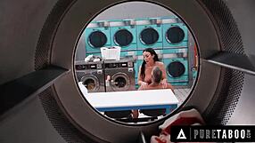 Pure taboo pervert man caught sneaky milf jennifer white pleasuring herself in public laundromat