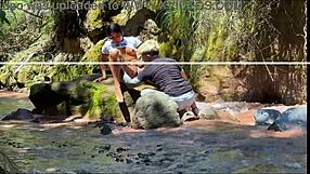 Amateur Couple Records Doggystyle Fuck with Stepmother in River