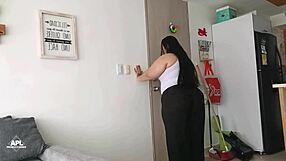 Is this latina brunette licking my cock while I fuck her big ass?