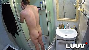 luuv takes a quick shower before getting it on camera with voyeur vibe