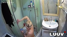 luuv takes a quick shower before getting it on camera with voyeur vibe