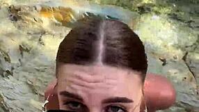 Wow, best blowjob ever with cum on tits from a beach stranger 😍