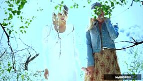 scarlet red and black eden get wild in outdoor lesbian sex.