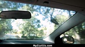 skinny stepsister gives me a blowjob in the car