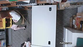 Cute redhead thief gets drilled hard by mall security