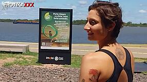 sadira, the hotwife, walks around public with cum, teasing in outdoor flash erotikaxxx