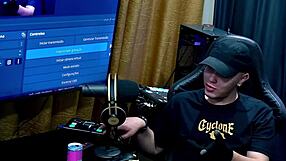 renatinha mello makes ruan rock hard with just a kiss, then grabs his dick deliciously in the podcast popum no barraco.