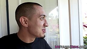 Student restrained in uniform outdoors