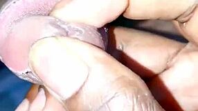 Indian bodybuilder compares big clit with uncut dick