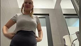 First time fucking in the public toilet with big tits and ass