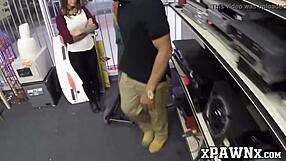 Broker offers cutie cash for blowjob on monster cock at work