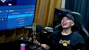 renatinha mello makes ruan rock hard with just a kiss, then grabs his dick deliciously in the podcast popum no barraco.