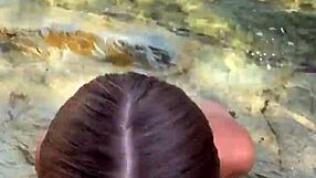 Wow, best blowjob ever with cum on tits from a beach stranger 😍