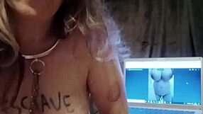 Slave masturbates to her own photos