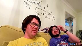 British Slut Sucks Nerd's Cock.