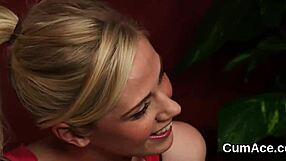 frisky honey swallows cum load on face in pov blowjob