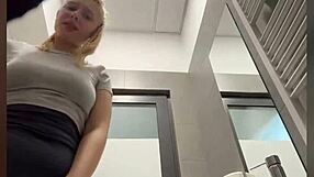 First time fucking in the public toilet with big tits and ass